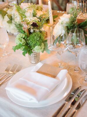 Neutral Menu Card with Silver Metallic Accents