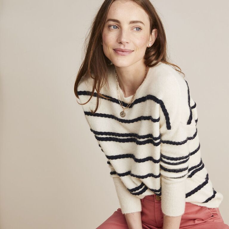 Rope Intarsia Crewneck Sweater for sporty bachelorette bride outfit