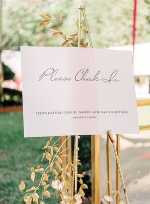 Pandemic Health Sign at Wedding in Fairfax Station, Virginia