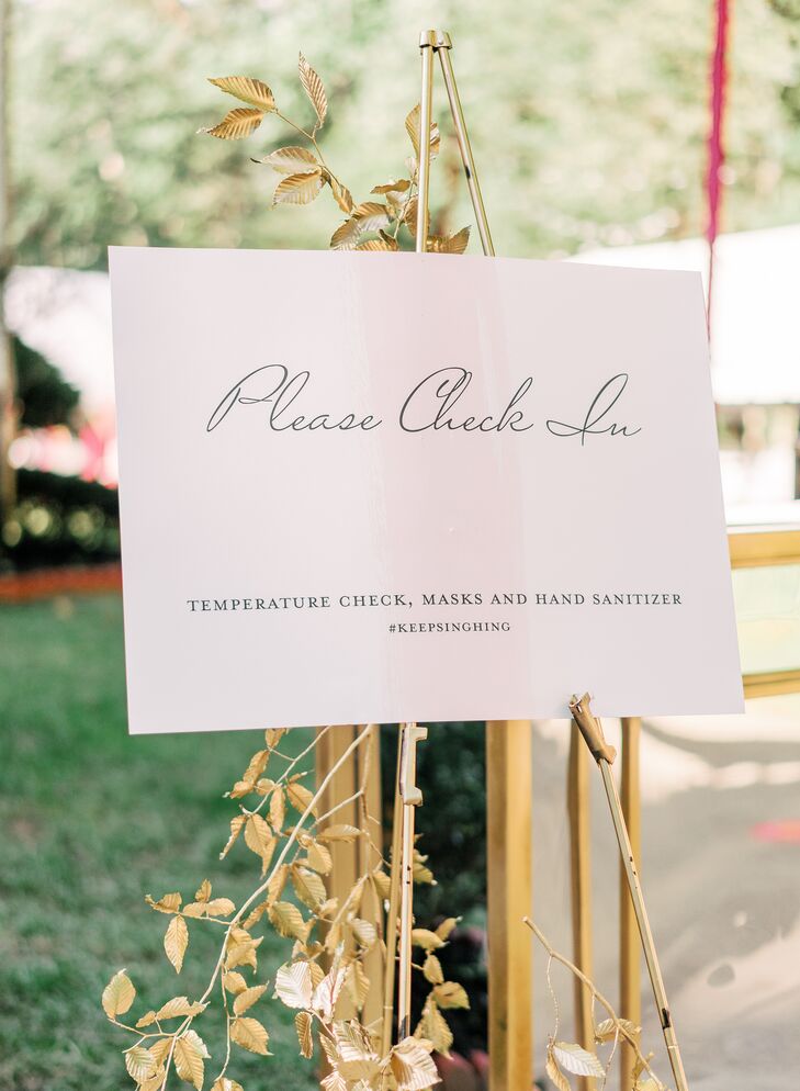 Pandemic Health Sign at Wedding in Fairfax Station, Virginia