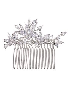 AW Bridal AW BRIDAL Cubic Zirconia Wedding Hair Comb Hair Accessories Flower Bridal Hair Clip Hair Pieces for Brides Bridesmaids Women (Silver) Silver Pins, Combs + Clip