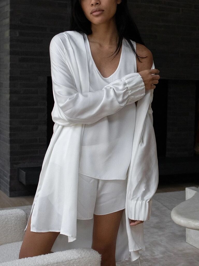 Lunya washable silk white robe wedding gift for bride
