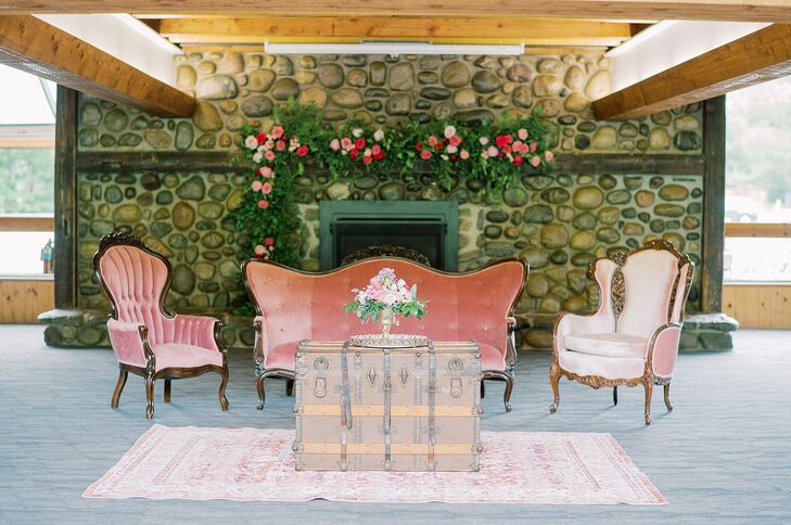 Pink Velvet Lounge Furniture at Holimont Ski Resort in Ellicottville, New York