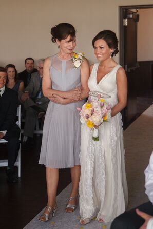 Mother and Bride Walking Down Aisle