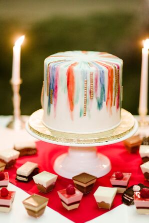 Watercolor and Gold Foil Cutting Cake