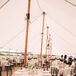 Dining Tables with Champagne Lace Linens