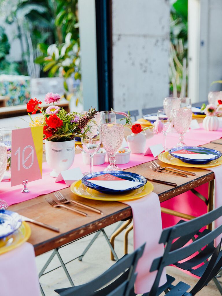 colorful wedding table numbers