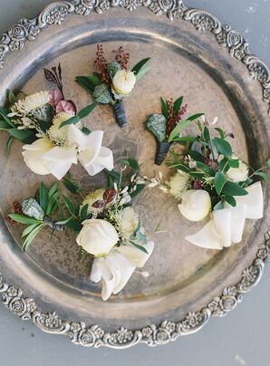 Ivory Florals and Greenery Boutonniere