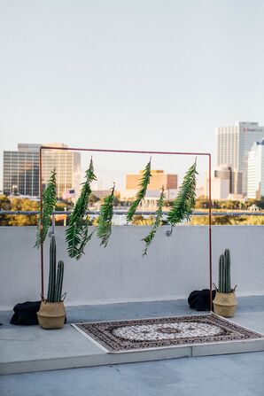 Altar with Hanging Ferns and Potted Cacti