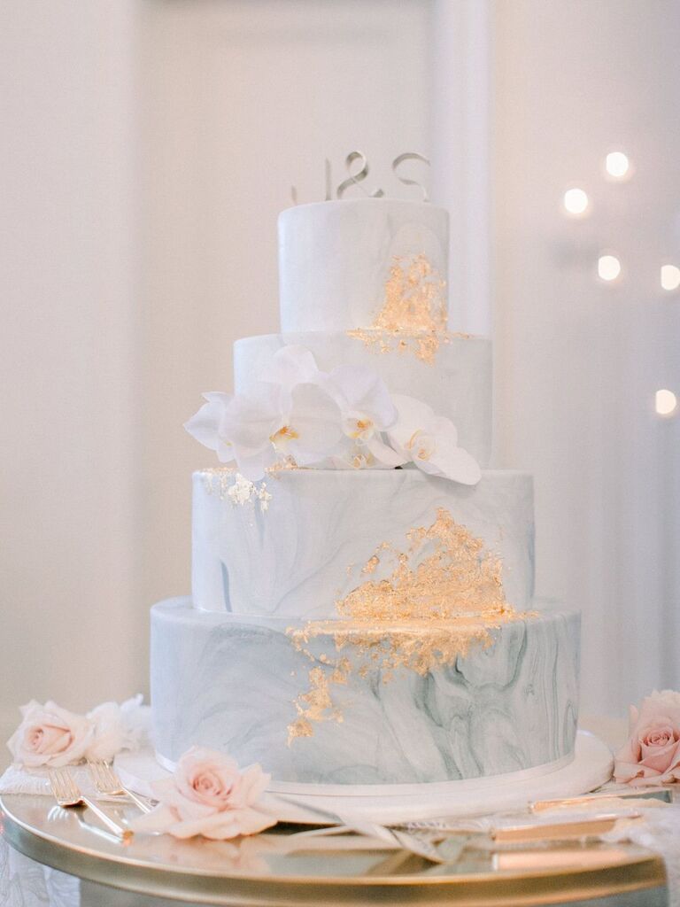 cake covered in marble-like fondant
