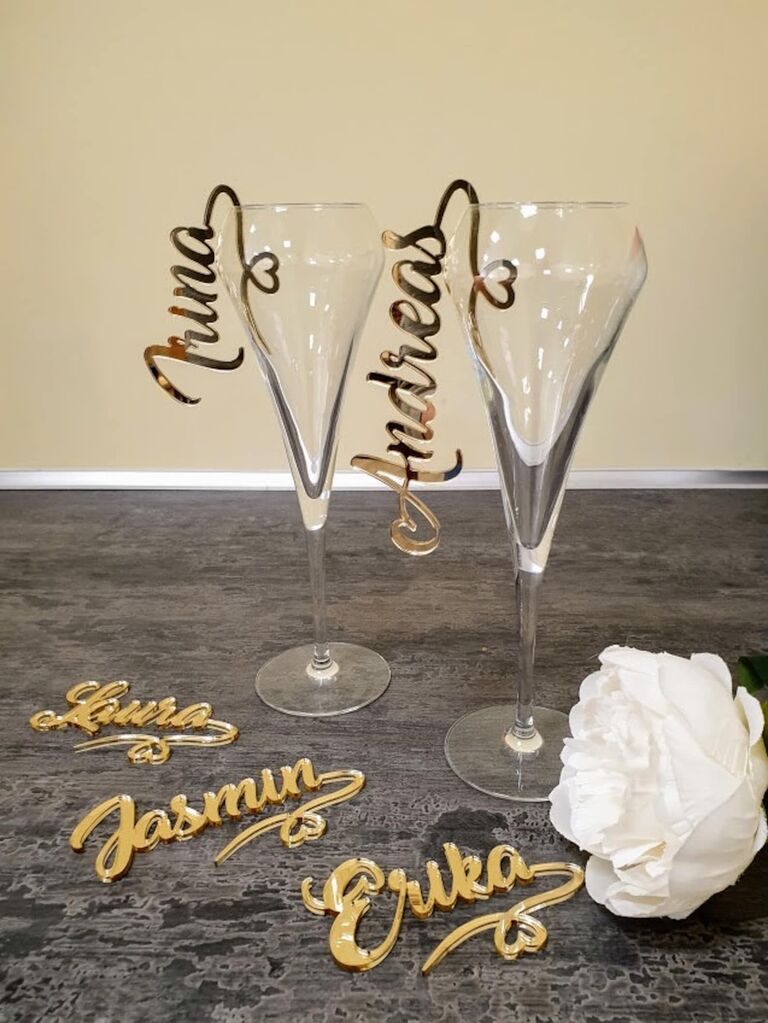 Custom glass name decorations. 