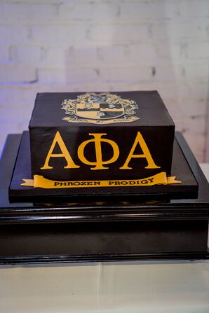 Personalized Cake with Greek Letters at Kansas City, Missouri, Wedding