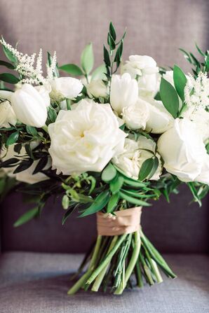 Classic Bouquet of White Roses, Tulips and Astilbe
