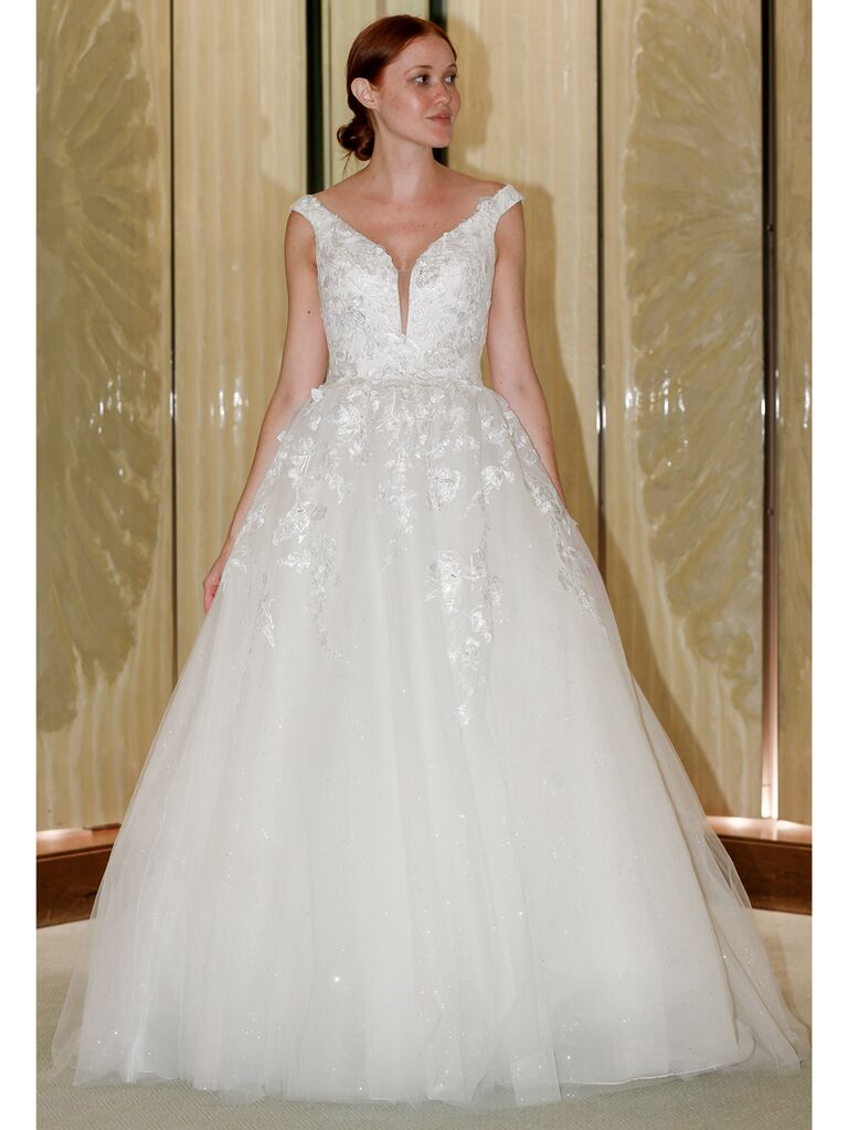 Randy Fenoli Fall 2019 Bridal Collection tulle ball gown wedding dress with plunging v-neck
