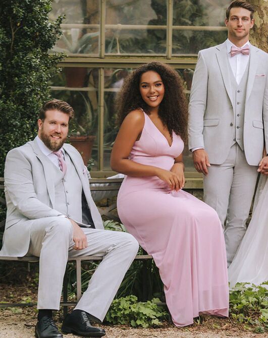 BLACKTIE SAVOY Light Grey Wedding Suit Grey Tuxedo - 5