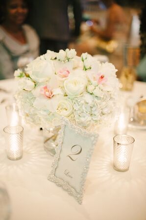 Romantic Blush and Ivory Reception Centerpieces