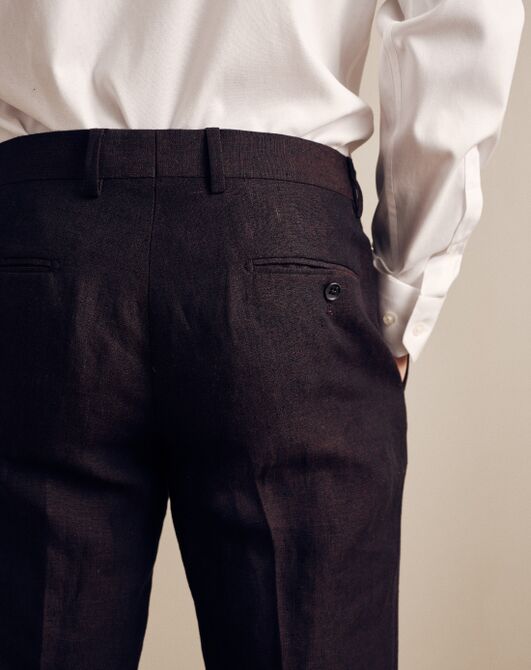 Tie Bar The Lakeshore Linen Chocolate Brown Pant Brown Tuxedo - 3