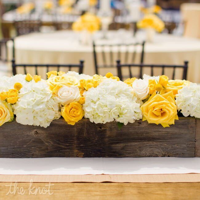 Boxed Yellow and White Centerpieces