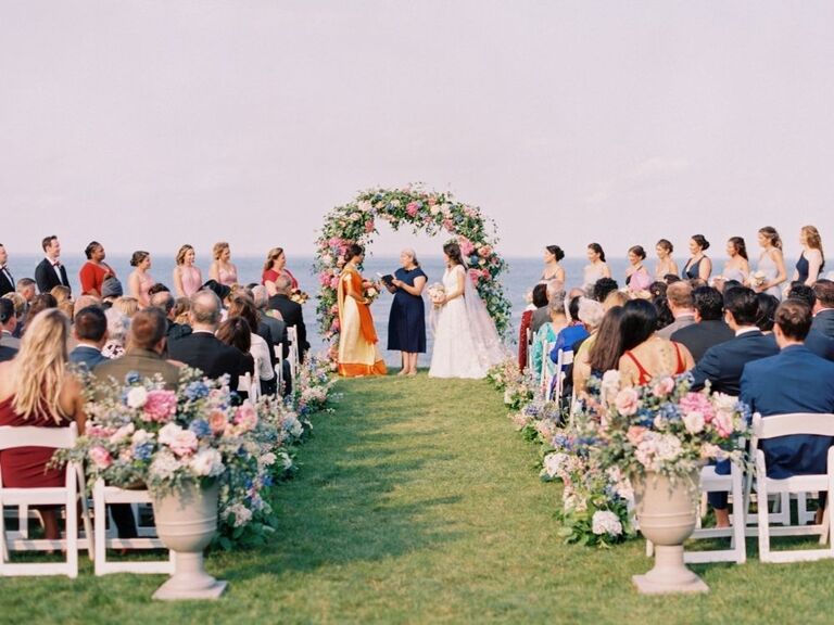 waterfront romantic wedding ceremony with personal wedding vows