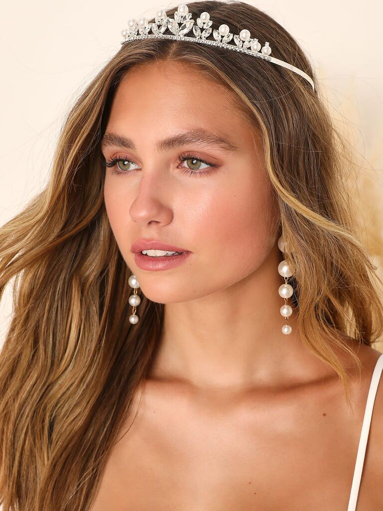 Modern Majesty Silver Pearl Rhinestone Mini Tiara