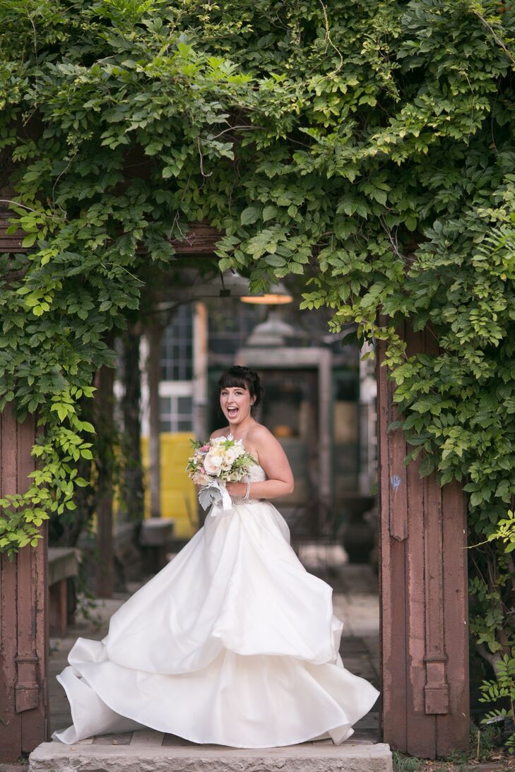Strapless Jim Hjelm Wedding Dress with a Tiered A-line Skirt
