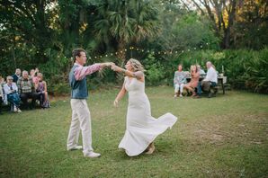 Casual Bride and Groom Dancing at Birdsong Nature Center