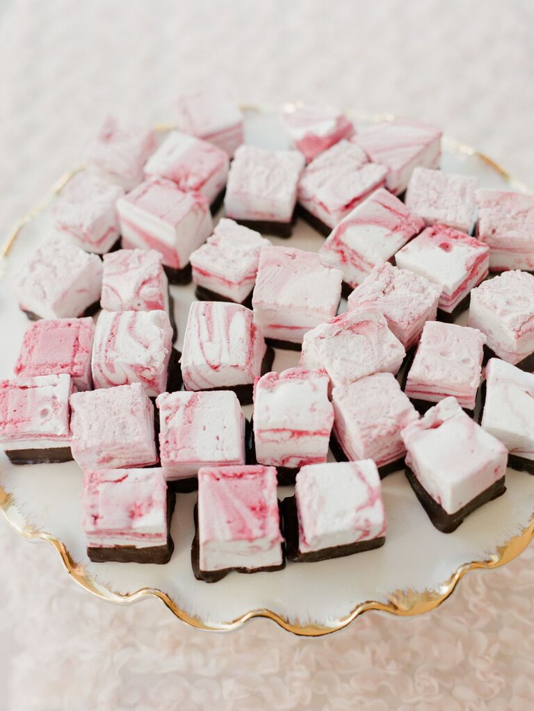 Pink and white dessert idea for bridal shower. 