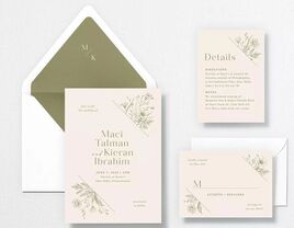 green wildflower floral wedding invitations for The Knot by Vera Wang