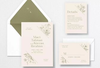 green wildflower floral wedding invitations for The Knot by Vera Wang