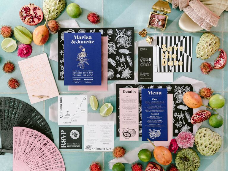 rainbow wedding ideas flatlay