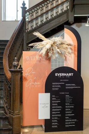 Orange-and-Black Welcome Sign for Reception at the Everhart Museum in Scranton, Pennsylvania