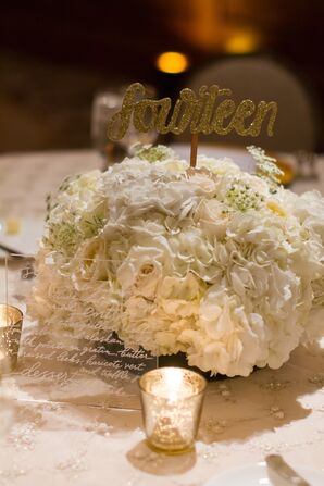 Low Ivory Hydrangea Centerpiece