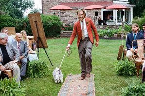 Man of Honor Processional With Wedding Dog