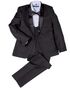 Perry Ellis "Trent" Kids Black Tuxedo (5-Piece Set) Flower Girl Dress and Ring Bearer Outfit - thumbnail - 1