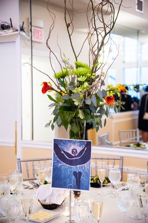 Centerpieces with Chrysanthemums, Calla Lilies and Branches