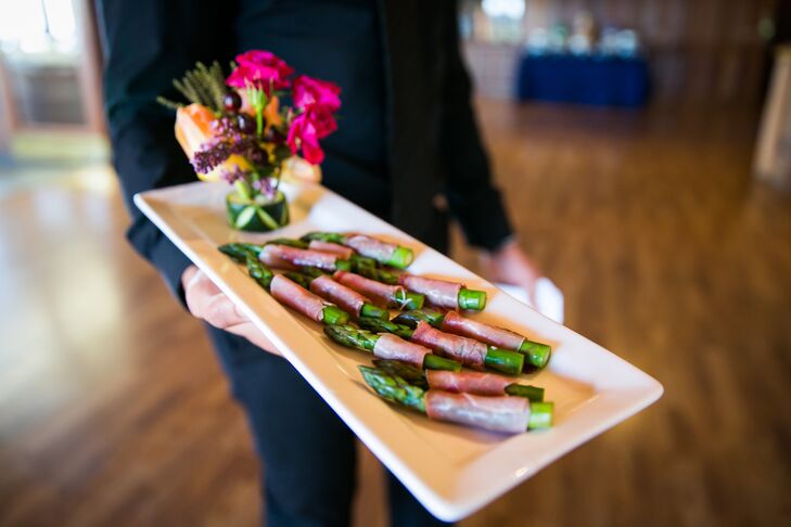 Appetizers included prosciutto wrapped asparagus, seared ahi tuna on wonton crisps, filo tarts with brie, Thai chili tiger prawns and a cheese station.