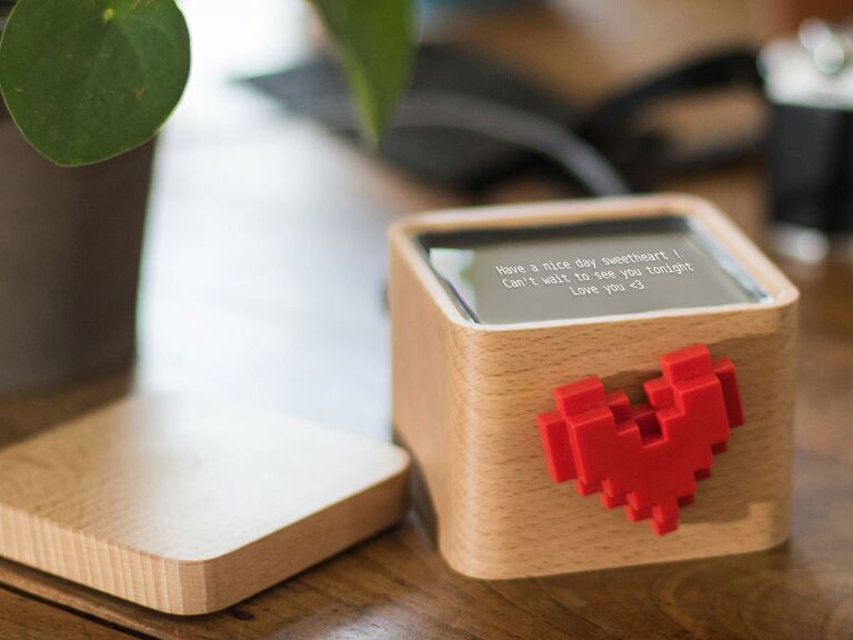 Cute messenger box with spinning heart words of affirmation gift idea