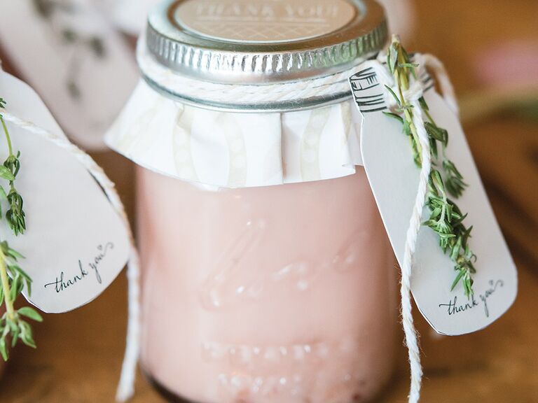 Mini mason jars with thank you tag
