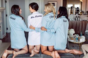 Bridesmaids Getting Ready in Custom Personalized Robes