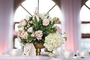 Roes, Hydrangea, Tulip Garden-Inspired Centerpieces