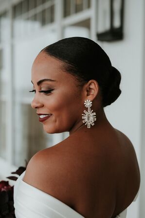 Glamorous Bride With Drop Earrings and Low Updo