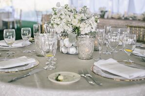 White Centerpiece in a Seashell Vase
