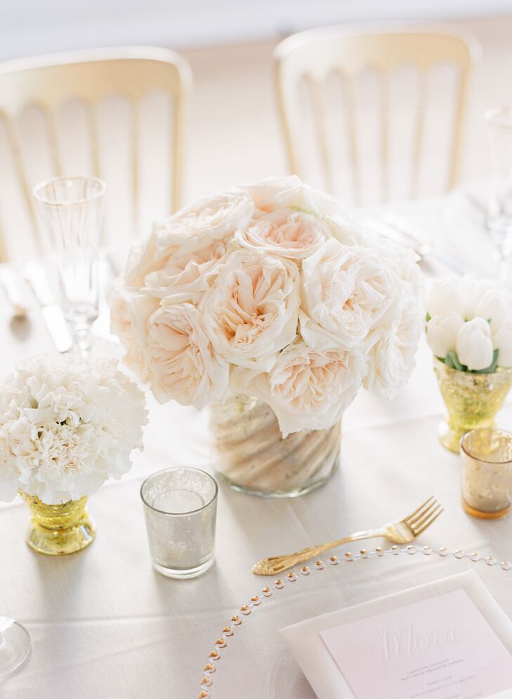 White Garden Rose Classic Wedding Centerpieces