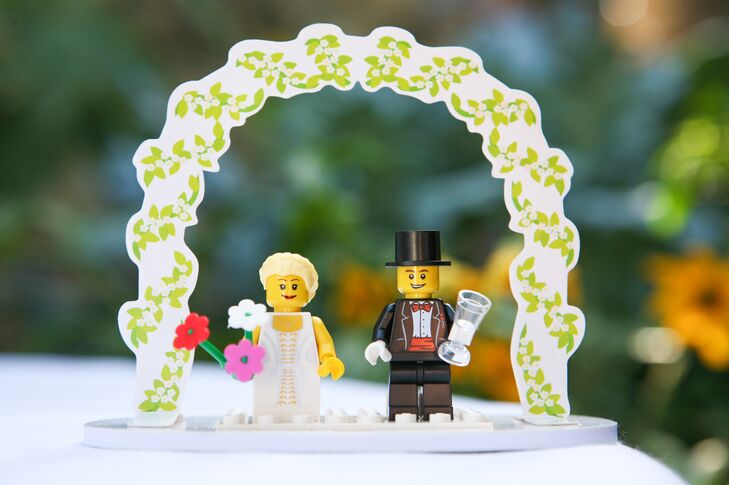 Plastic Lego's depicting a bride and groom were seen throughout the reception at Arnoldi's Cafe in Santa Barbara.