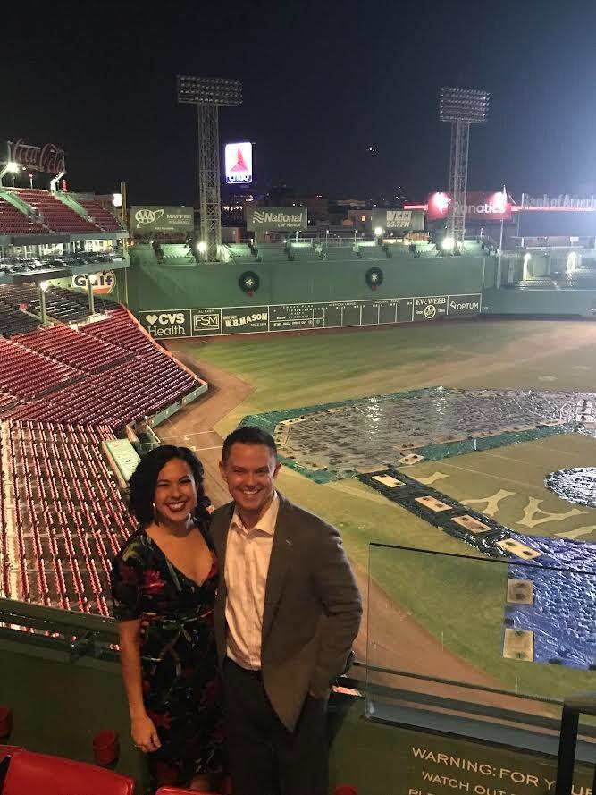 Picture of Our first company holiday party together at Fenway Park.