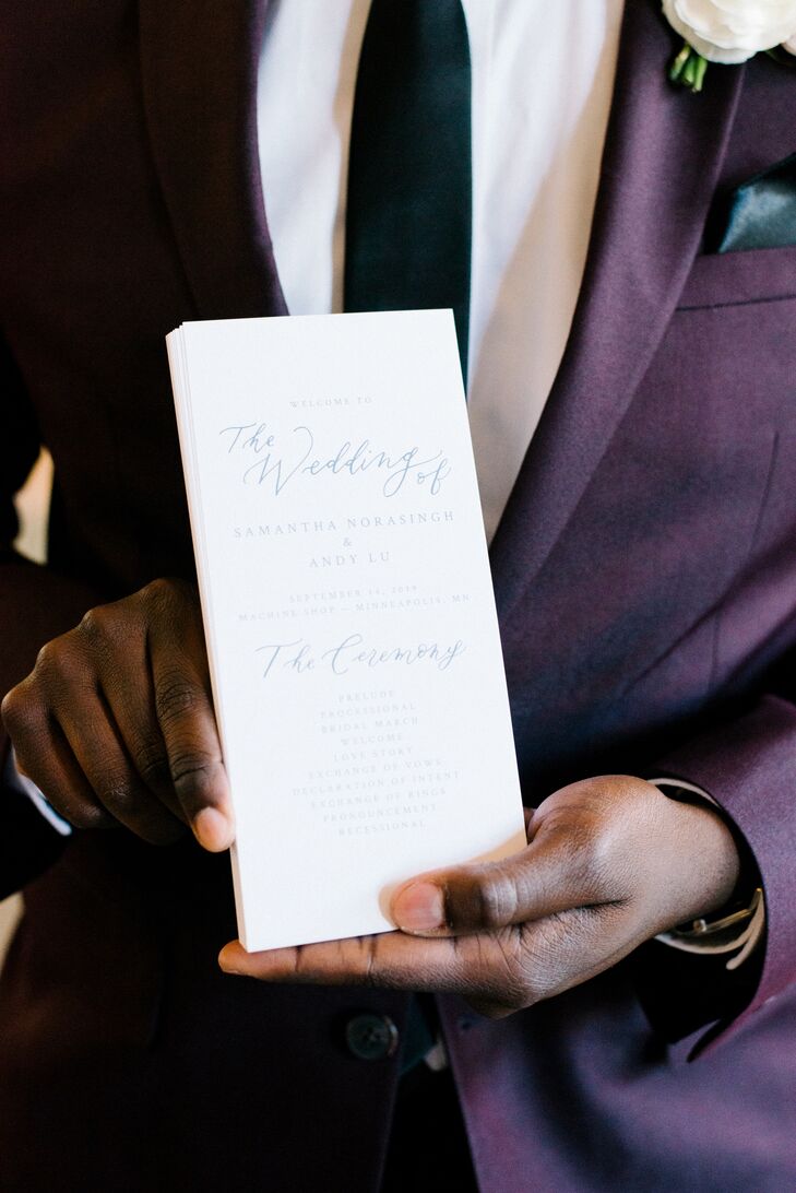 Programs for Wedding at Machine Shop in Minneapolis, Minnesota
