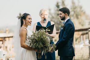 Bride and Groom Exchanging Wedding Vows Outdoors in Canada