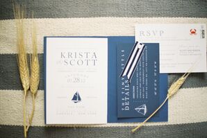 Navy Nautical Wedding Invitations