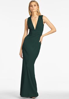 Sachin & Babi Loretta Gown - Emerald V-Neck Bridesmaid Dress
