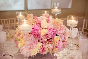 Romantic Pink Peony and Hydrangea Centerpieces